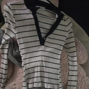 Striped Black and White Women's Top